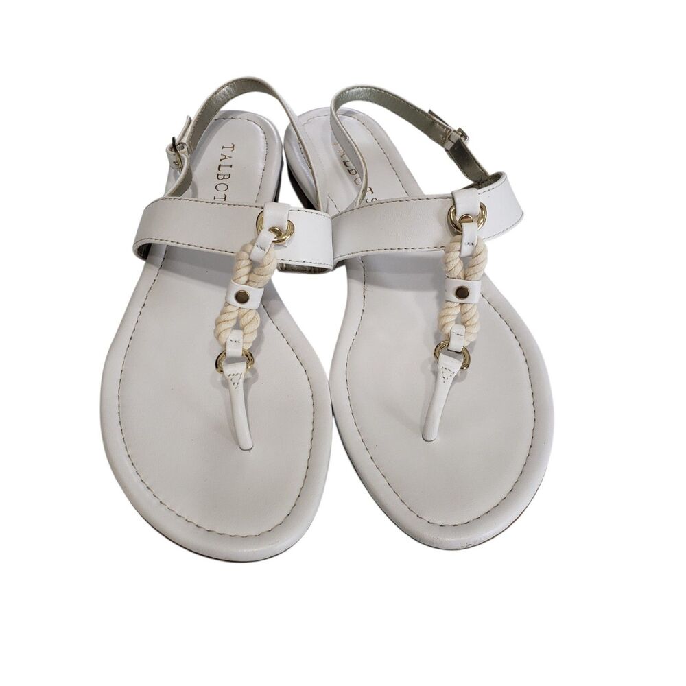 Talbots White Rope Detail Thong Sandals, Women's Size 9 M